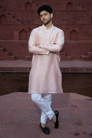 Kaaj Button x AZA Placement Embroidered Kurta Set 