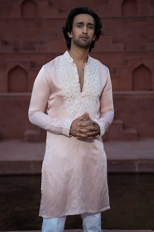 Kaaj Button x AZA French Knot Embroidered Kurta Set 