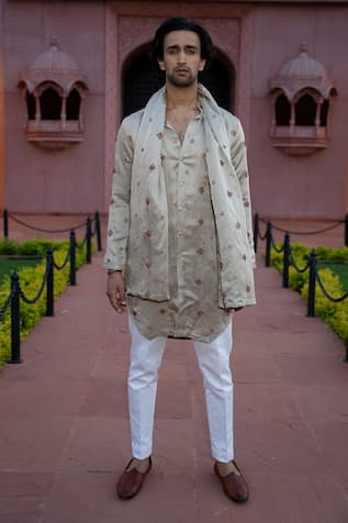 Kaaj Button x AZA Bandhej Embroidered Kurta Set 