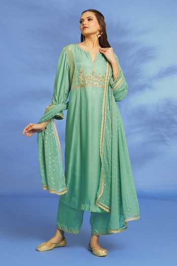 OMI Sleeve Hand Embroidered Kurta Pant Set 