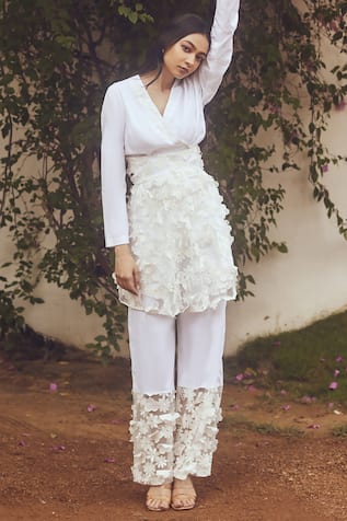 Couché By Anandini Wrap-Over Applique Jacket & Pant Set 