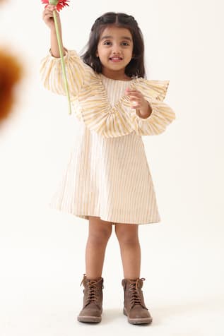 Cotton Stripe Pattern Dress 