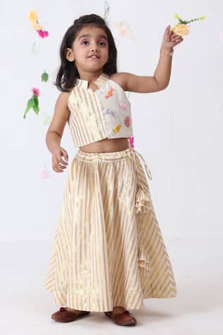 Embroidered Blouse & Lehenga Set 