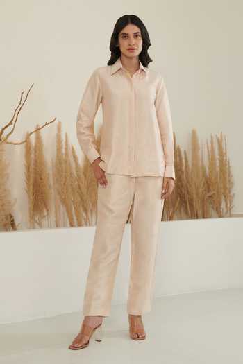 Label Flamingo By Vrinda Silk Color Block Shirt With Pant 