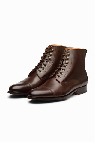 Brown Leather Suede Balmoral Boots 