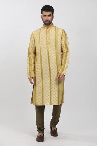 Krishna Mehta Tie-Dyed Block Print Kurta Set
