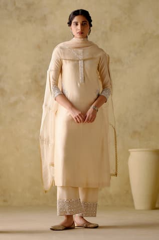 VARUN CHHABRA Zari Embroidered Kurta Palazzo Set 