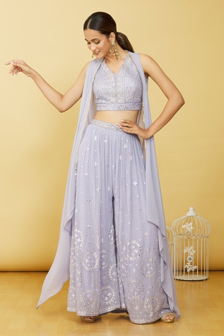 Adara Khan Embroidered Jacket Palazzo Set