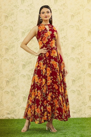 Naintara Bajaj Floral Digital Pattern Dress