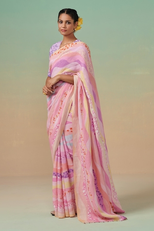 Dressfolk Secret Garden Linen Printed Saree