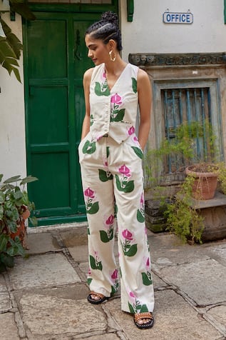 Handloom Cotton Floral Print Pant 