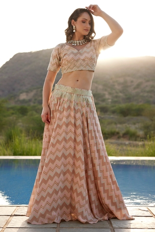 Harsha Khatry Chevron Print Lehenga Set