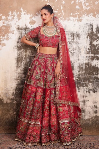 Varun Bahl Nakshi & Swarovski Embroidered Bridal Lehenga Set 