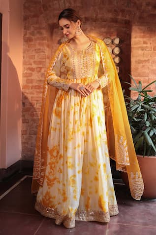 Kalighata Tie-Dye Anarkali With Dupatta 