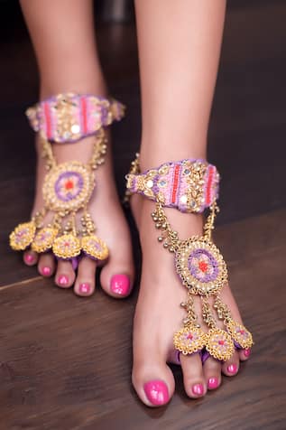 Dabka Hand Embroidered Anklet - Set of 2 