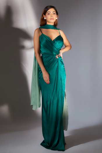 Masumi Mewawalla Embroidered Maxi Dress With Scarf 