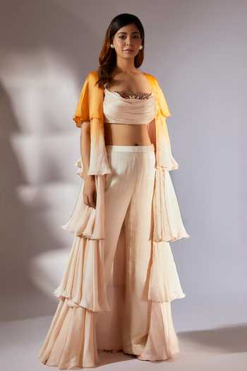 Masumi Mewawalla Ombre Ruffle Tiered Jacket Pant Set 