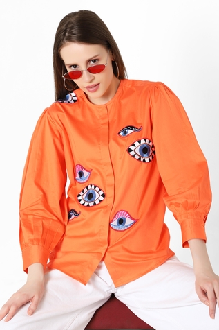 16Stitches Evil Eye Embroidered Shirt