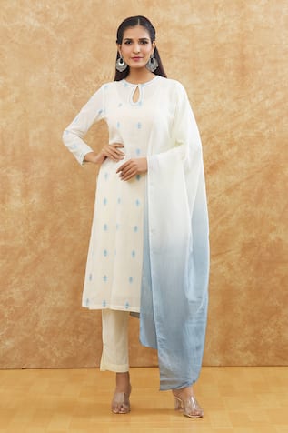 House Of TA-YA Cotton Hand Embroidered Kurta Set 