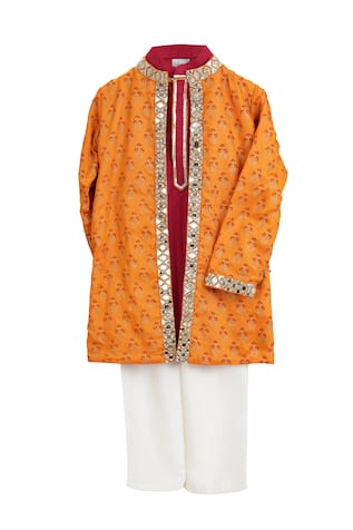 Flower Hand Print Sherwani Set 