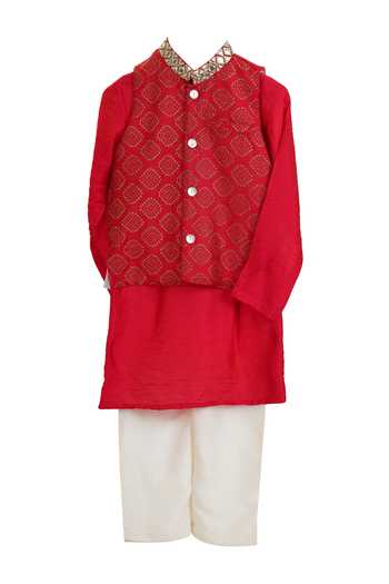 MI Dulce AN'YA Bandhani Print Kurta Set With Bundi 