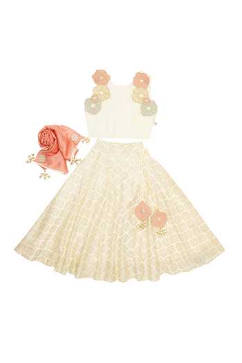 MI Dulce AN'YA Foil Print Tasselled Lehenga Set 
