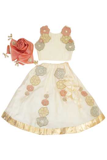 MI Dulce AN'YA Floral Applique Lehenga Set 