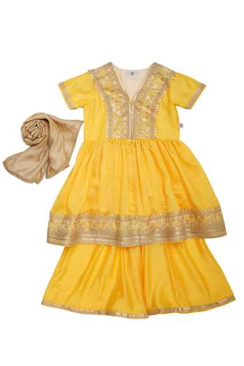 MI Dulce AN'YA Lace Lined Peplum Kurta Palazzo Set 