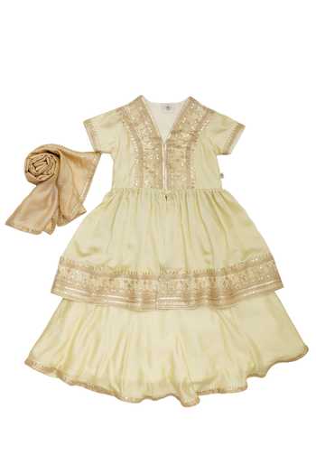 MI Dulce AN'YA Lace Border Peplum Kurta Palazzo Set 
