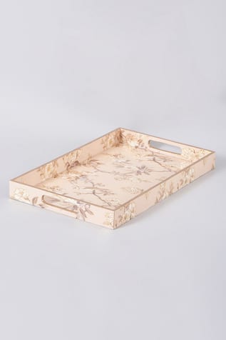 Oriental Bird Floral Tray Set - 2 Pcs 