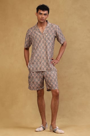 Paisley Print Shirt & Shorts Set For Kids