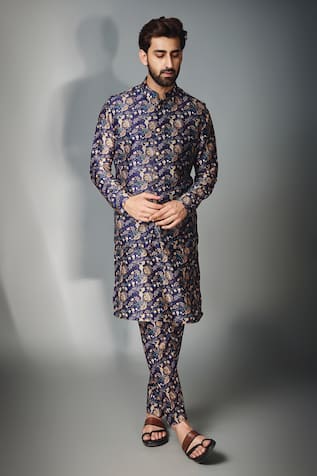 Chatenya Mittal Floral Print Bundi Kurta Set 