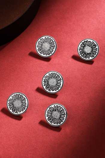 Cosa Nostraa Sunflower Glitter Carved Buttons - Set of 5 