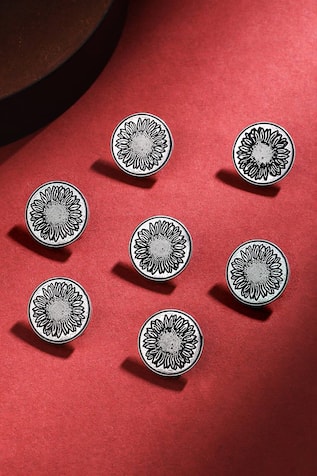 Sunflower Glitter Carved Buttons - Set of 7 