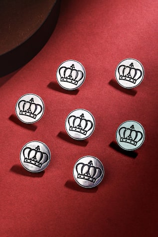 Elite Crown Oxidised Buttons - Set of 7 