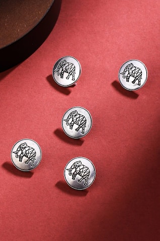 Mighty Elephant Oxidised Buttons - Set of 5 