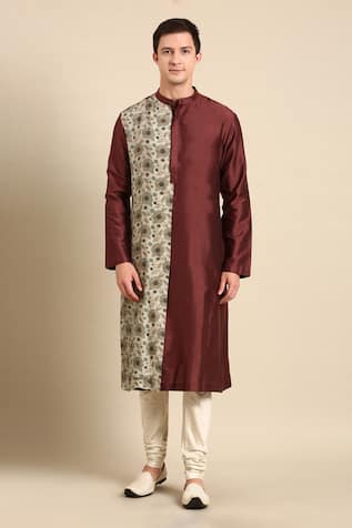 Colorblock Floral Print Kurta Set 