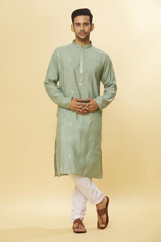 Floral Sequin Embroidered Kurta Set For Kids