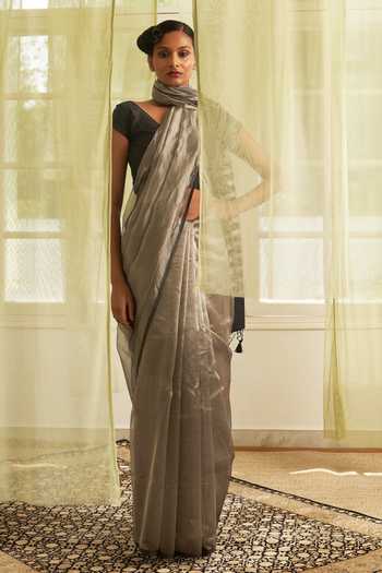 Five Point Five Tissue Striped Saree With Running Blouse 