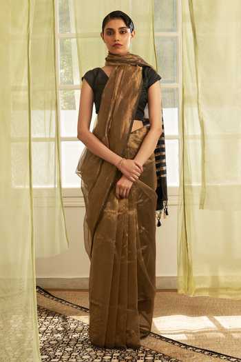 Five Point Five Striped Saree With Running Blouse 