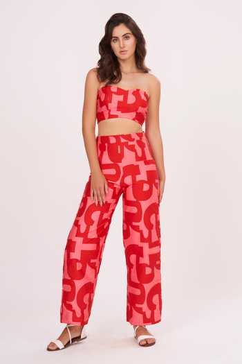 House Of Varada Abstract Print Tube Top & Palazzo Set 