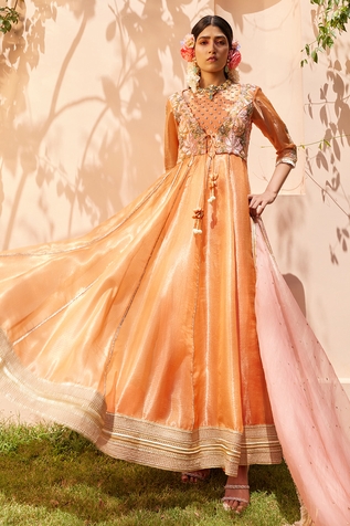 S&A by Anu Pellakuru Floral Embroidered Anarkali With Dupatta