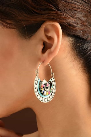 Navratna Peacock Kundan Earrings 