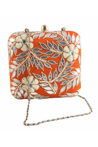 Gota Patti Hand Embroidered Square Clutch 