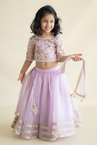 Lavender Zari Embroidered Lehenga Set 