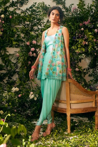 Tuhina Srivastava Embroidered Jacket & Tulip Pant Set 