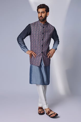 Chatenya Mittal Zhaki Print Bundi & Kurta Set 