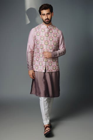 Chatenya Mittal Floral Jaal Print Bundi Kurta Set 