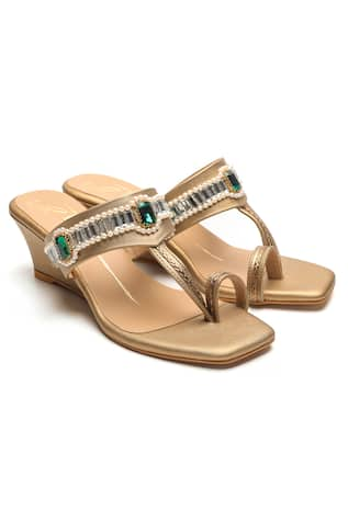 NIDHI BHANDARI Crystal Embroidered Wedges 