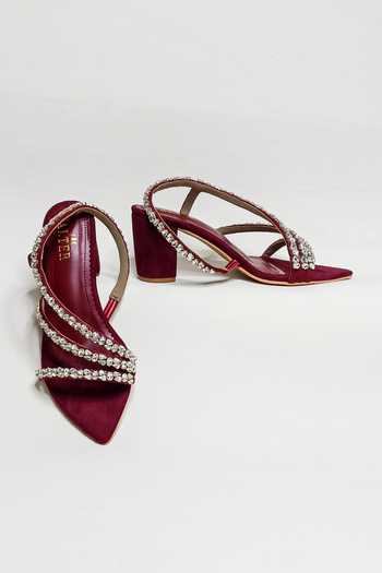 The Alter Kiara Embellished Pointed Toe Block Heels 